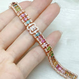 925 Sterling Silver With Colorful Tourmaline Bracelet Gemstone Jewelry