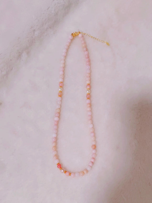 Pink Opal Natural Beads Necklace DIY Handmade Jewellery