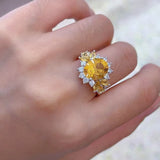 Natural Citrine Stone Ring 925 Silver With Gemstone Jewellery For Women