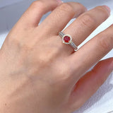 5mm Round Ruby Ring 0.6ct Stone 925 Silver With Gemstone Jewelry