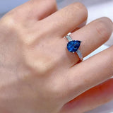 7*9 mm Pear Cut London Blue Topaz Ring 2.2ct  925 Silver With Stone Jewelry