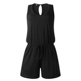 Womens Summer Clothes Fashion Round Neck Vest Casual Loose Jumpsuit - lanciashow