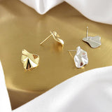 Minimalist Geometric Gold Tone Sterling Silver Irregular Stud Earrings for Women Girls Gift - lanciashow