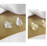 Minimalist Geometric Gold Tone Sterling Silver Irregular Stud Earrings for Women Girls Gift - lanciashow