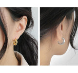 Sterling Silver Dainty Minimalist Chunky Small Open Hoop Earrings For Women Gift - lanciashow
