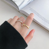 925 Solid Silver Open Ring #6.5 For Women Unique Jewelry Irregular Geometric Shape - lanciashow