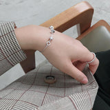 925 Sterling Silver Gold Plated Jewelry Lucky Beads Chain Bracelet White Zirconia - lanciashow