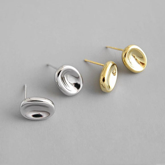 Simple Geometric Stud Earrings for Women, Sterling Silver Jewelry In White Gold, Yellow Gold - lanciashow