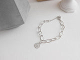 925 Sterling Silver Gold Plated Jewellery Link Bracelet With Round Tag Charms - lanciashow