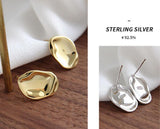 High Polished Sterling Silver Simple Style Irregular Geometry Shape Women's Fashion Stud Earrings - lanciashow