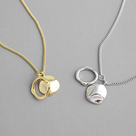 Round Circle Charms Pendants Necklace,18k Gold Plated Simple Chain Necklace Birthday Gifts for Women - lanciashow