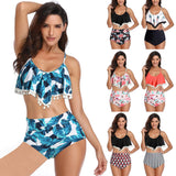 Women's Floral Swimsuit Print Top Two Piece Strappy Bikini Set Bathing Suits - lanciashow