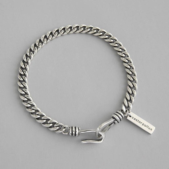 925 Sterling Silver Retro Jewelry Chain Tag Bracelet Women Men Lovers - lanciashow