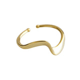 925 Sterling Silver Gold Plated Jewelry Womens Open Ring Size 6.5 Irregular Wavy Shape - lanciashow