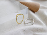 925 Sterling Silver Gold Plated Jewelry Womens Open Ring Size 6.5 Irregular Wavy Shape - lanciashow