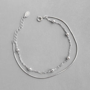 925 Sterling Silver Rhodium Plated Jewellery Double Chain Bracelet For Students - lanciashow