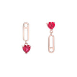 925 Sterling Silver Heart Red Zircon Stud Earrings Ladies and Girls Gift - lanciashow