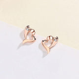 925 Sterling Silver Jewelry Heart Stud Earrings Women's Girls Gift - lanciashow