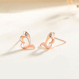 925 Sterling Silver Jewelry Heart Stud Earrings Women's Girls Gift - lanciashow
