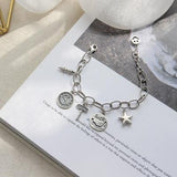 925 Sterling Silver Vintage Jewelry Charms Tags Link Bracelet - lanciashow