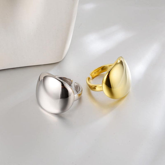 Light luxury Exaggerated Trend Sterling Silver Ring 925 Glossy Open Finger Ring - lanciashow