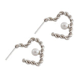 925 Sterling Silver Heart Twisted Hoop Earrings, Rice Shell Pearl Earrings Jewelry Gifts for Women - lanciashow