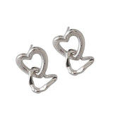 925 Sterling Silver Jewelry Hollow Double Heart Stud Earrings Gift For Lover - lanciashow