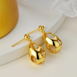 925 Sterling Silver Gold Plated Jewelry Hollow Oval Earrings Simple Geometric Shape - lanciashow