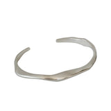 925 Sterling Silver Jewelry Bangles Simple, Irregular, Concave and Convex Bracelet for Women - lanciashow