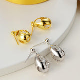925 Sterling Silver Gold Plated Jewelry Hollow Oval Earrings Simple Geometric Shape - lanciashow