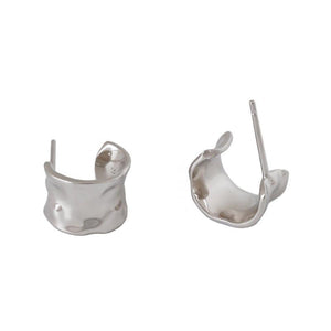 925 Sterling Silver Wide Hoop Earrings Irregular Jewelry For Women - lanciashow