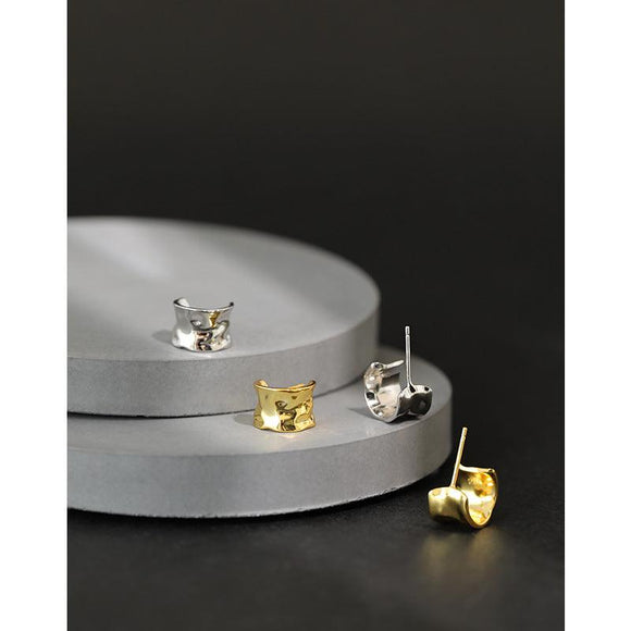 925 Sterling Silver Wide Hoop Earrings Irregular Jewelry For Women - lanciashow
