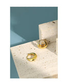 925 Sterling Silver Simple Circle Earrings Rodium and Yellow Gold Jewelry - lanciashow