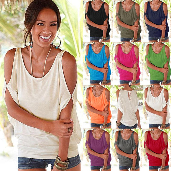 Womens Clothing Casual Summer Tops Batwing Short Sleeve Loose T-Shirt - lanciashow
