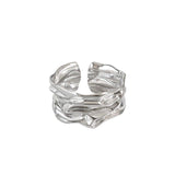 Womens 925 Sterling Silver Ring Irregular Pleated Textured Fine Fashion Jewelry - lanciashow