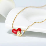 925 Sterling Silver Double Heart Necklace With Enamel For Lover Or Daughter Gift - lanciashow