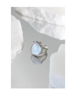 Mother Of Pearl 925 Silver Ring Size 6 For Womens Girls, Rhodium & Yellow Gold Plated Jewelry - lanciashow