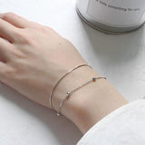 925 Sterling Silver Rhodium Plated Jewellery Double Chain Bracelet For Students - lanciashow
