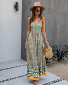 Womens Clothing Summer Fashion Print Long Slip Cotton Dresses - lanciashow