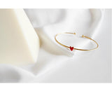 925 Sterling Silver Jewelry Fashion Enamel Heart Gold Plated Bracelet Bangle - lanciashow