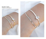 925 Sterling Silver Fine Jewellery Double Chain White CZ Bracelet For Women - lanciashow