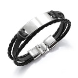 Fashion Men's Leather Wrist Bracelets Black/Brown Multi Strands Alloy Jewelry - lanciashow
