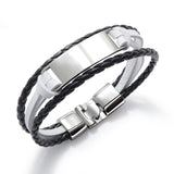 Fashion Men's Leather Wrist Bracelets Black/Brown Multi Strands Alloy Jewelry - lanciashow