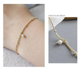 925 Sterling Silver Womens Jewellery Austrian Crystal Pearl Chain Bracelet - lanciashow