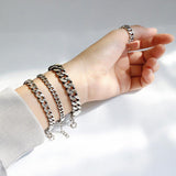 925 Sterling Silver Jewelry Flat Chain Bracelet For Women Men Lovers - lanciashow