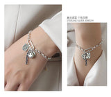 925 Sterling Silver Retro Jewelry Charms Tag Link Bracelet For Women - lanciashow