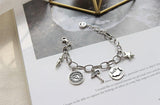 925 Sterling Silver Vintage Jewelry Charms Tags Link Bracelet - lanciashow