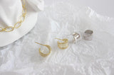 925 Silver C Open Hoop Earrings Gold Plated Jewelry Gifts for Women Girls - lanciashow