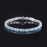 White Cubic Zirconia and Simulated Blue Sapphire,Ruby, Emerald,Topaz Tennis Bracelet Jewelry Wedding Gifts for Her - lanciashow
