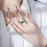 Womens 925 Silver Ring High Carbon Diamond Luxury Jewelry Blue/Purple/Green Stones With CZ - lanciashow
